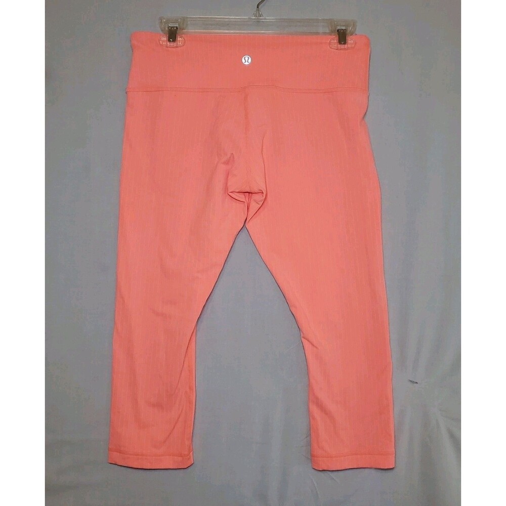 Lululemon Wunder Under Crop Pop Orange Pinstripe Sz 8 Luon Yoga Legging Capri